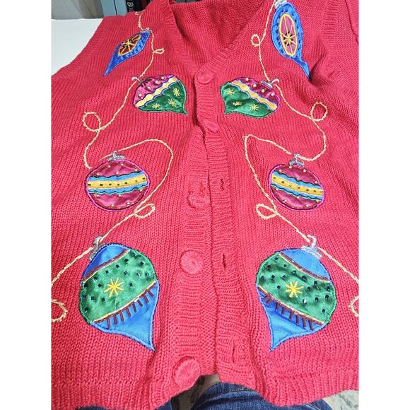 Ugly Christmas SWEATER VEST Holiday Women's Size Large Red VTG Nut Cracker - Picture 5 of 9